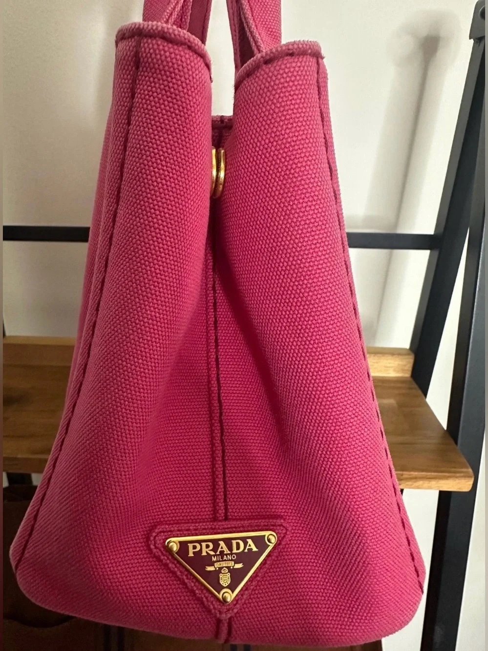 Prada Pink Canvas Tote with Prada Milano Logo - Picture 2 of 2